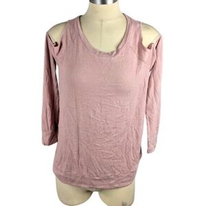 Hippie Rose Juniors Cold-Shoulder Shirt Mauve Petal Size L